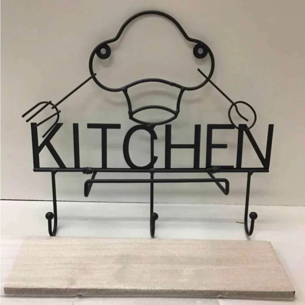 Bella Villa Living Decorative Metal & Wood Wall Shelf With 3 Hooks (12”W x 11”H)
